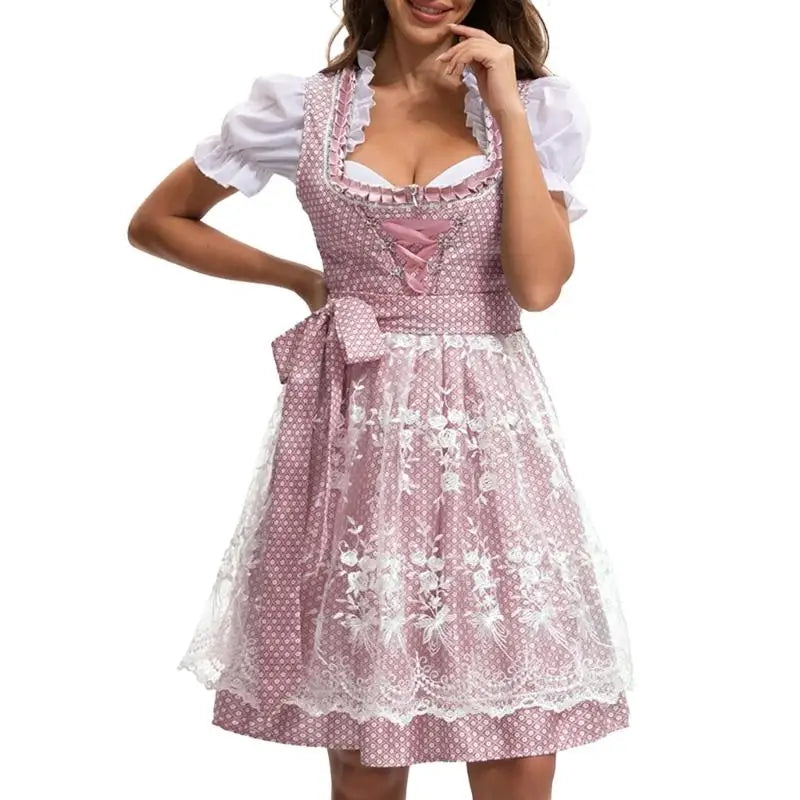 Damen Trachten-Dirndl mit Bluse zum Oktoberfest in 753870 pink