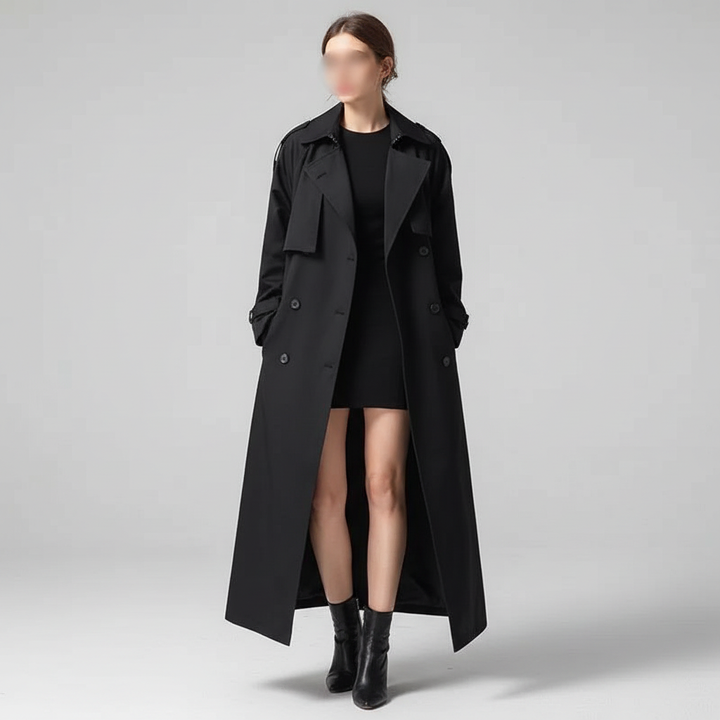 Damen Trenchcoat im Oversized Schnitt in Schwarz