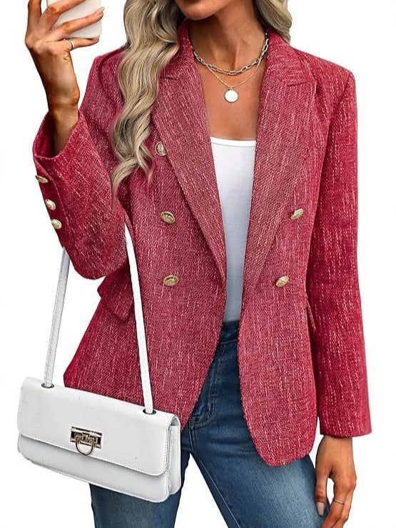 Damen Tweed Blazer elegant und vielseitig in Rot