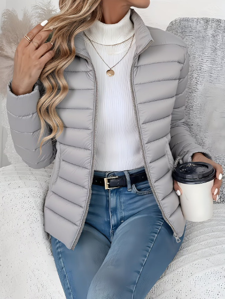 Damen Übergangsjacke mit schlankem Schnitt für Herbst in Grau