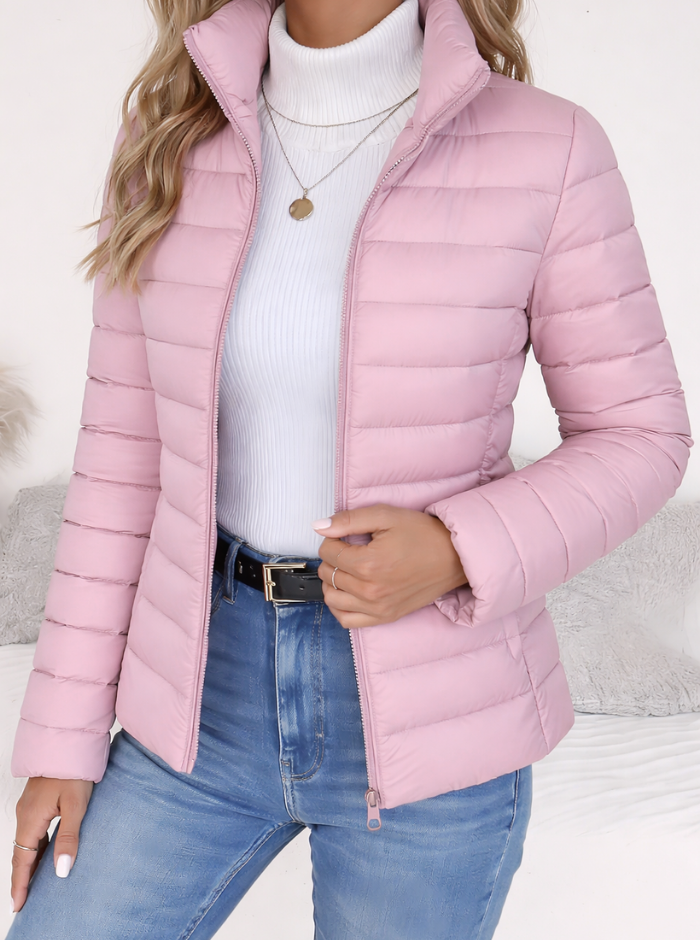 Damen Übergangsjacke mit schlankem Schnitt für Herbst in Rosa