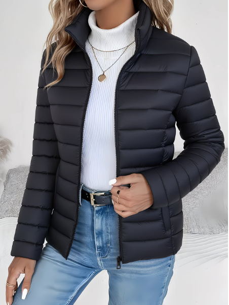 Damen Übergangsjacke mit schlankem Schnitt für Herbst in Schwarz