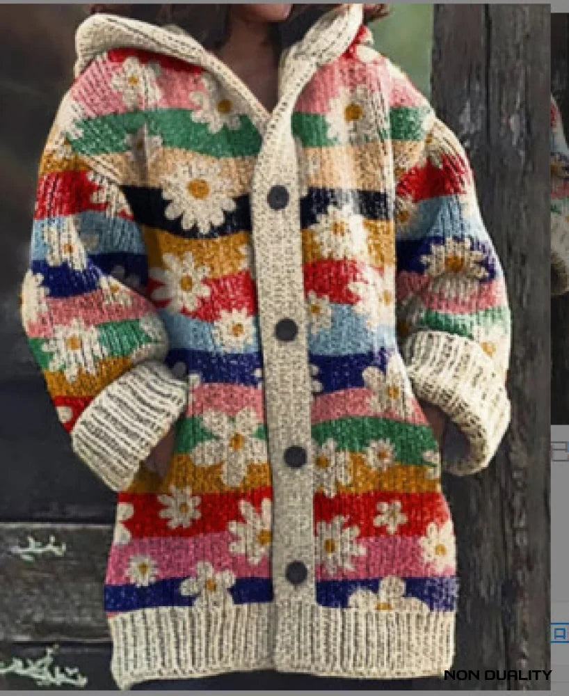 Damen Übergroße Kuschelige Strickjacke im Katzendesign in Entwurf 7