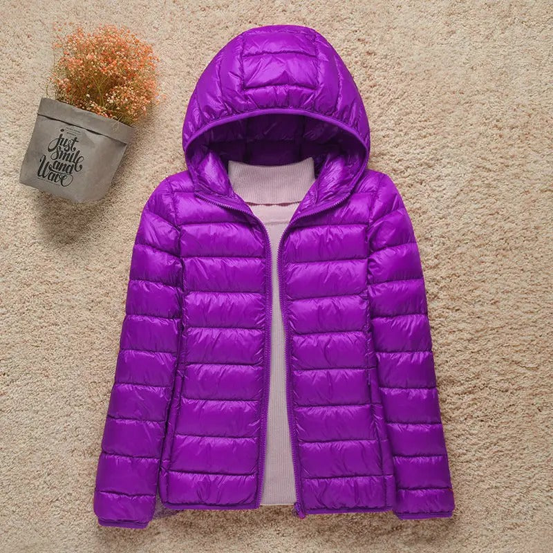 Damen Ultraleichte Daunenjacke für Herbst in Flieder