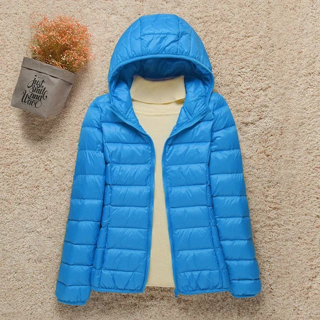 Damen Ultraleichte Daunenjacke für Herbst in Hellblau