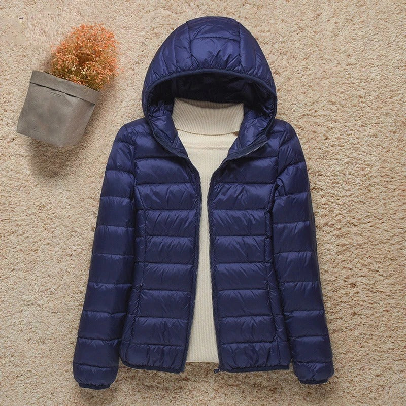 Damen Ultraleichte Daunenjacke für Herbst in Marineblau