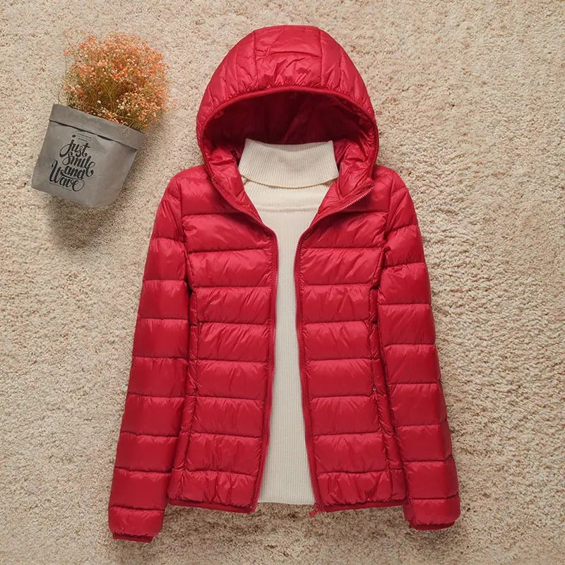 Damen Ultraleichte Daunenjacke für Herbst in Rot