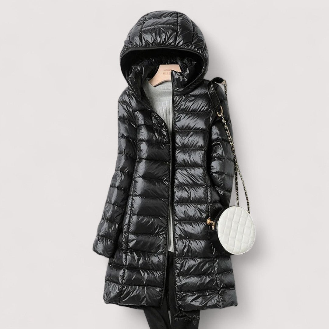 Damen Ultraleichte Herbstjacke mit Wetterschutz in Schwarz