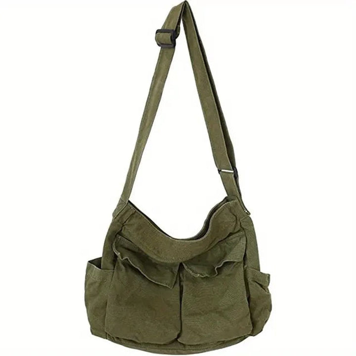 Damen Vintage Canvas Tasche für den Alltag in Army Green