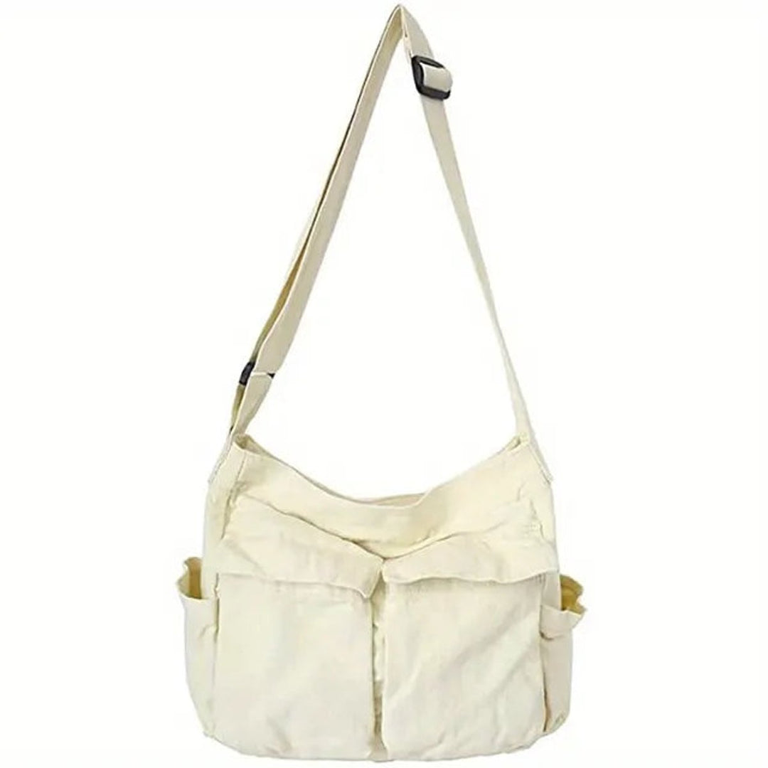 Damen Vintage Canvas Tasche für den Alltag in Weiß
