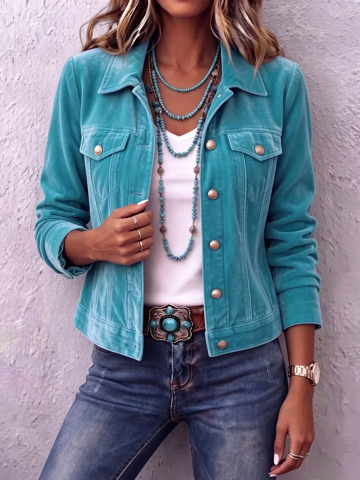 Damen Vintage Jacke für den Herbst in Blau