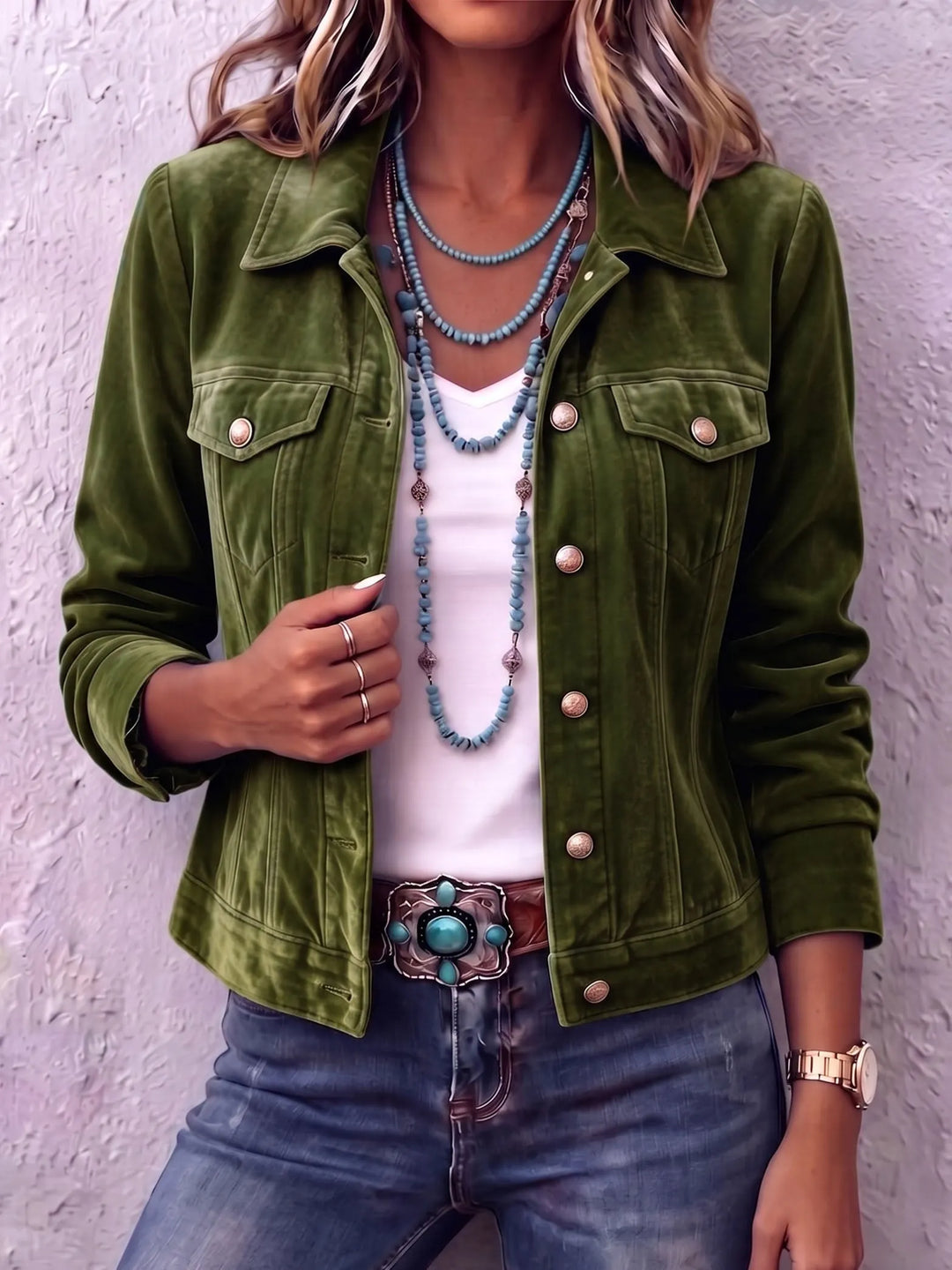Damen Vintage Jacke für den Herbst in Grün