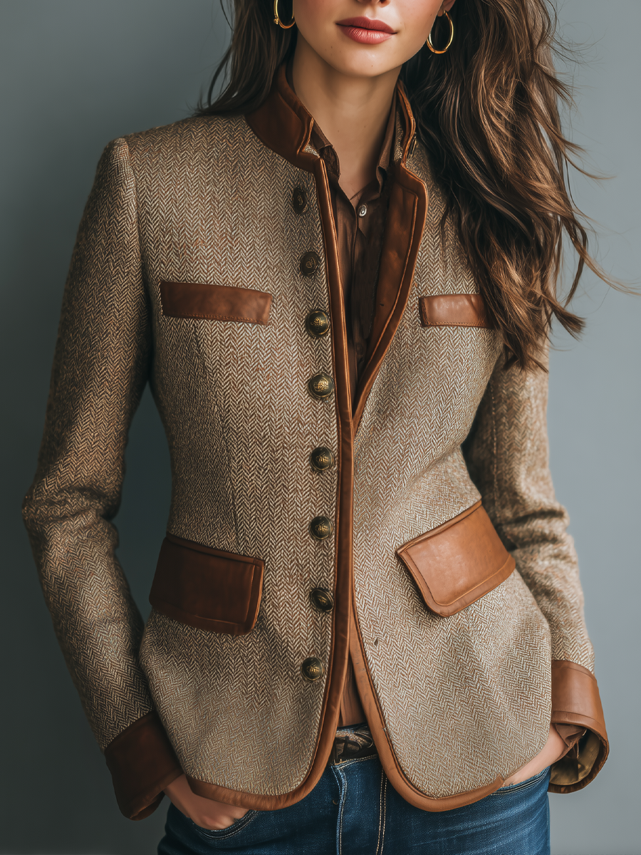 Damen Vintage Jacke für elegante Looks in Braun