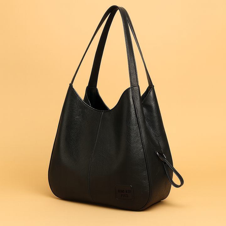 Damen Vintage Ledertasche für tägliche Eleganz in Schwarz