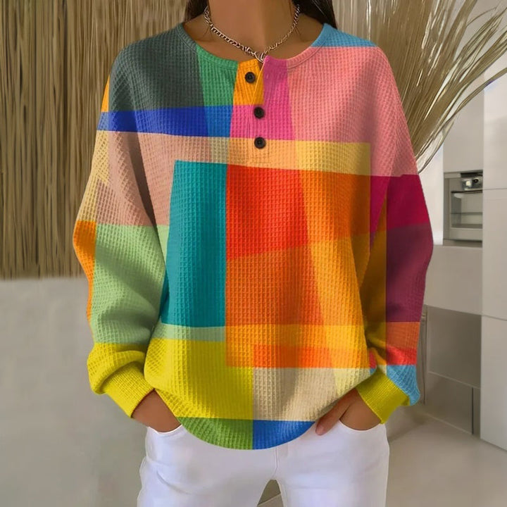 Damen Vintage Pullover mit Druck in Mehrfarbig
