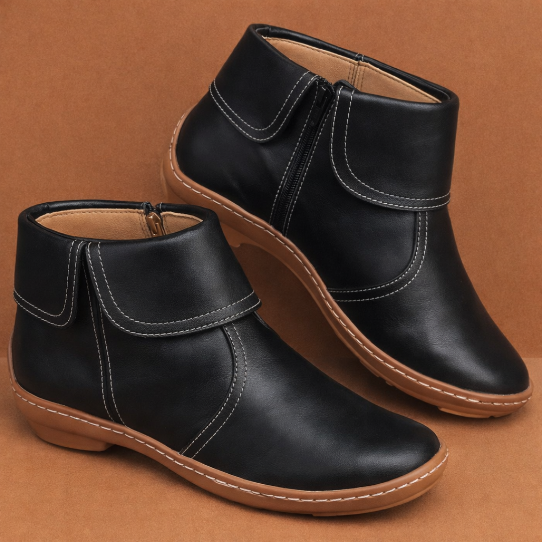 Damen Vintage Stiefeletten für täglichen Komfort in Schwarz (mit Reißverschluss)