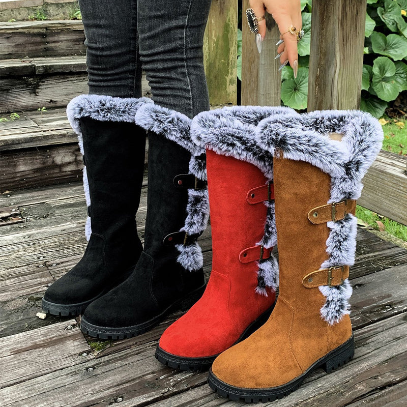 Damen Wadenstiefeletten mit warmer Plüsch-Fütterung (6)
