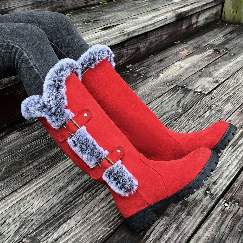 Damen Wadenstiefeletten mit warmer Plüsch-Fütterung (7)