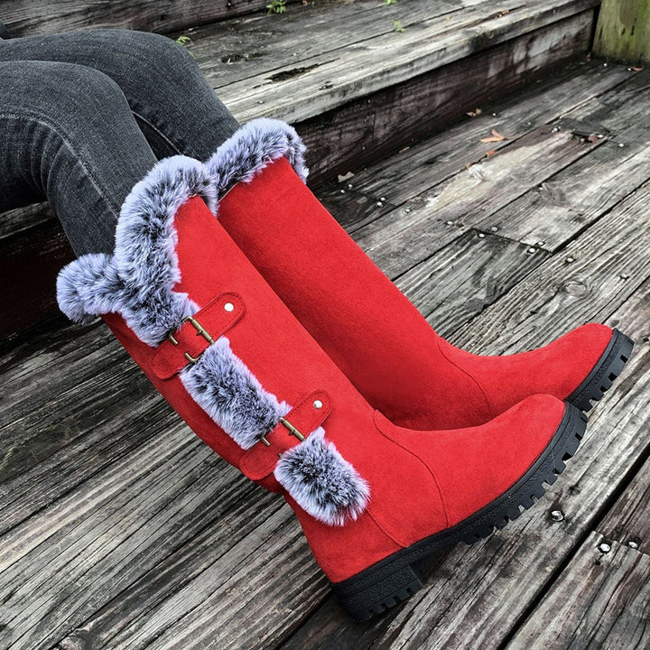 Damen Wadenstiefeletten mit warmer Plüsch-Fütterung (7)