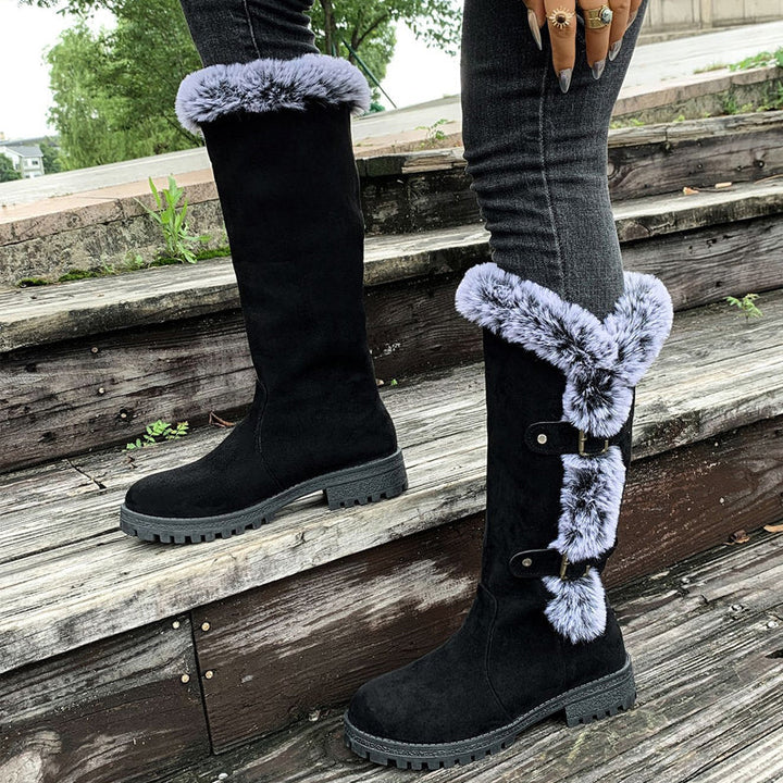 Damen Wadenstiefeletten mit warmer Plüsch-Fütterung (8)