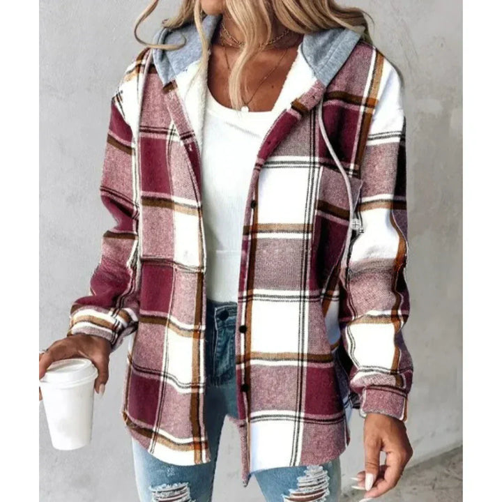 Damen Warme Elegante Jacke für Herbst in Dunkelrot