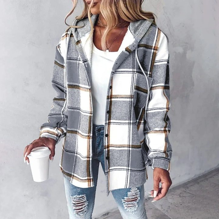 Damen Warme Elegante Jacke für Herbst in Grau