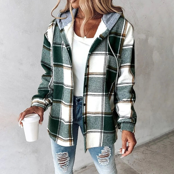 Damen Warme Elegante Jacke für Herbst in Grün