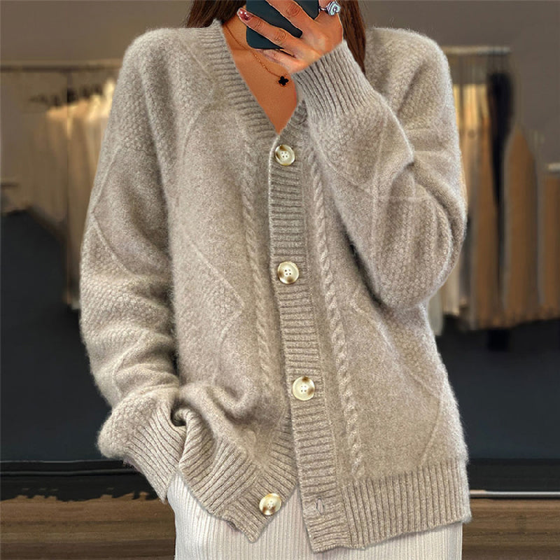 Damen Warme Strickjacke für Alltag in Grau