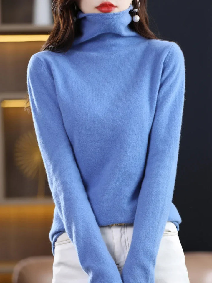 Damen Warmer Wollpullover für den Winter in Blau