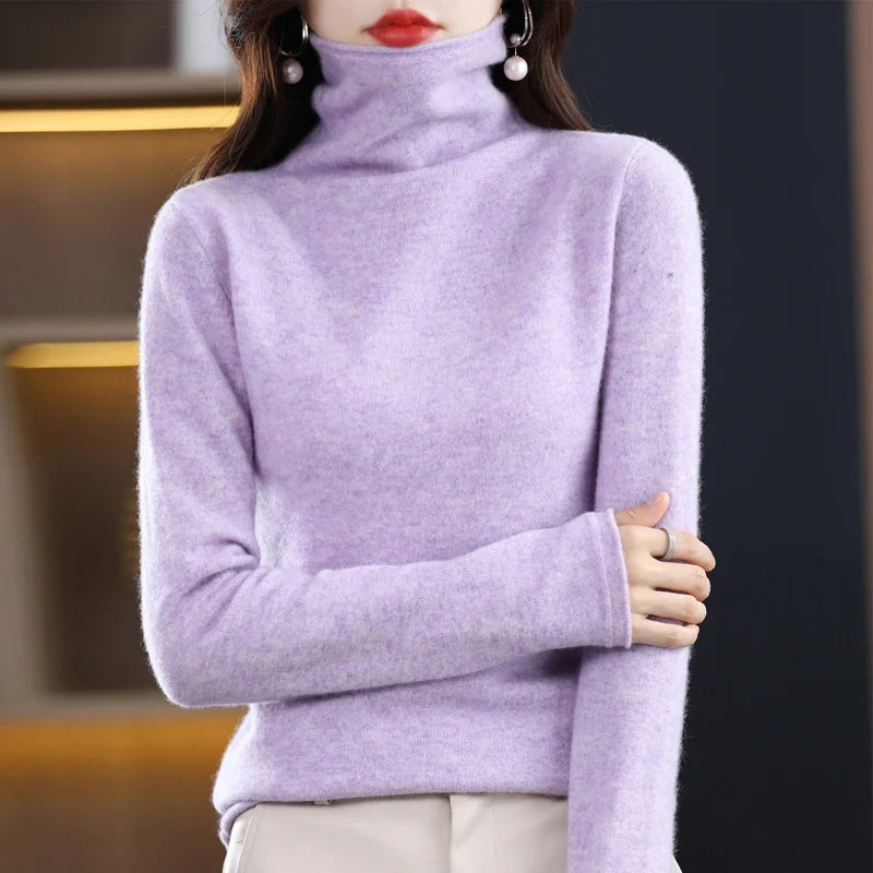 Damen Warmer Wollpullover für den Winter in Flieder