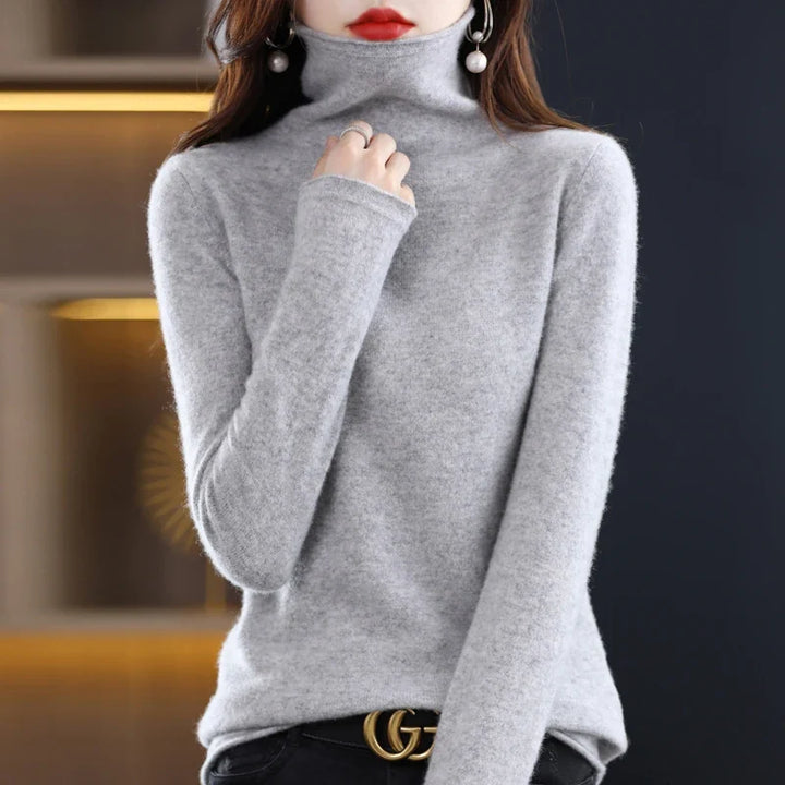 Damen Warmer Wollpullover für den Winter in Grau