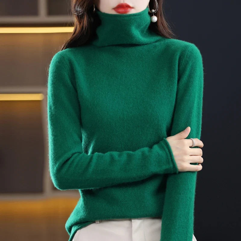 Damen Warmer Wollpullover für den Winter in Grün