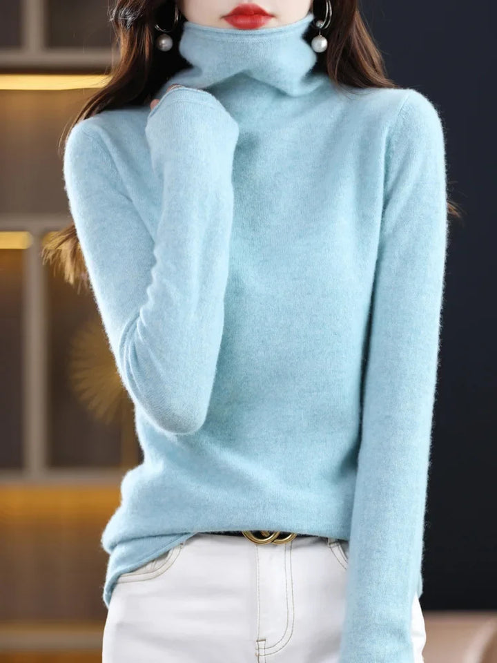Damen Warmer Wollpullover für den Winter in Hellblau