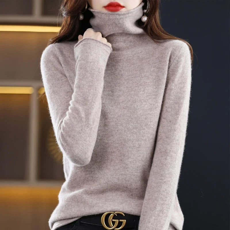 Damen Warmer Wollpullover für den Winter in Hellgrau