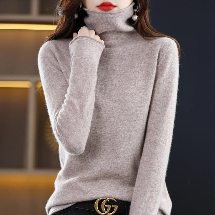 Damen Warmer Wollpullover für den Winter in Hellgrau