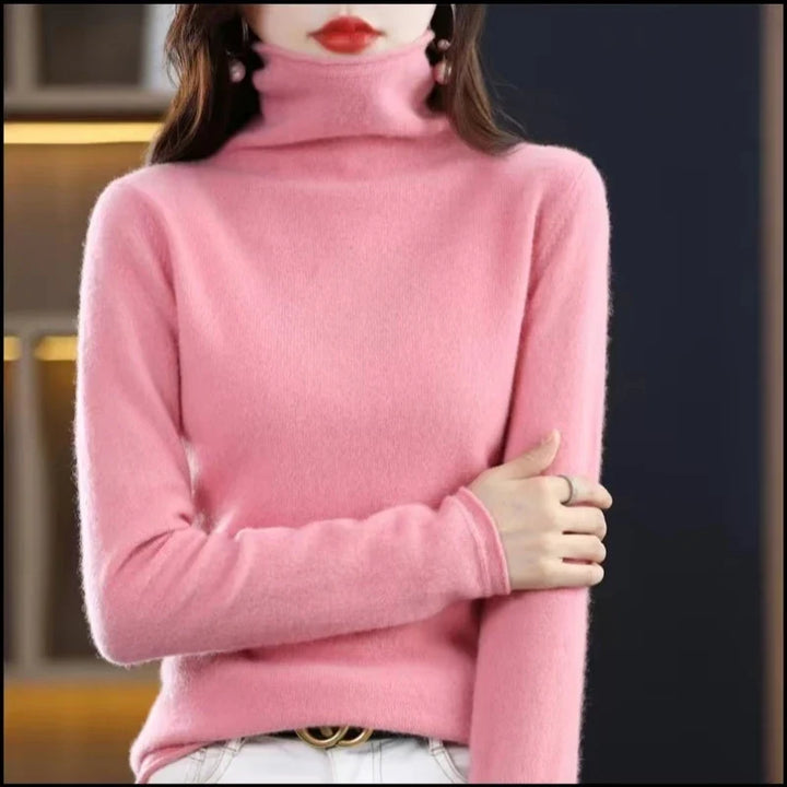 Damen Warmer Wollpullover für den Winter in Hellrosa