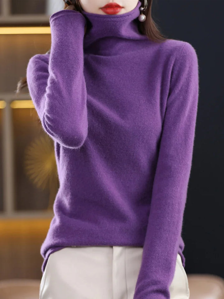 Damen Warmer Wollpullover für den Winter in Lila