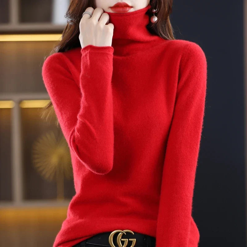 Damen Warmer Wollpullover für den Winter in Rot