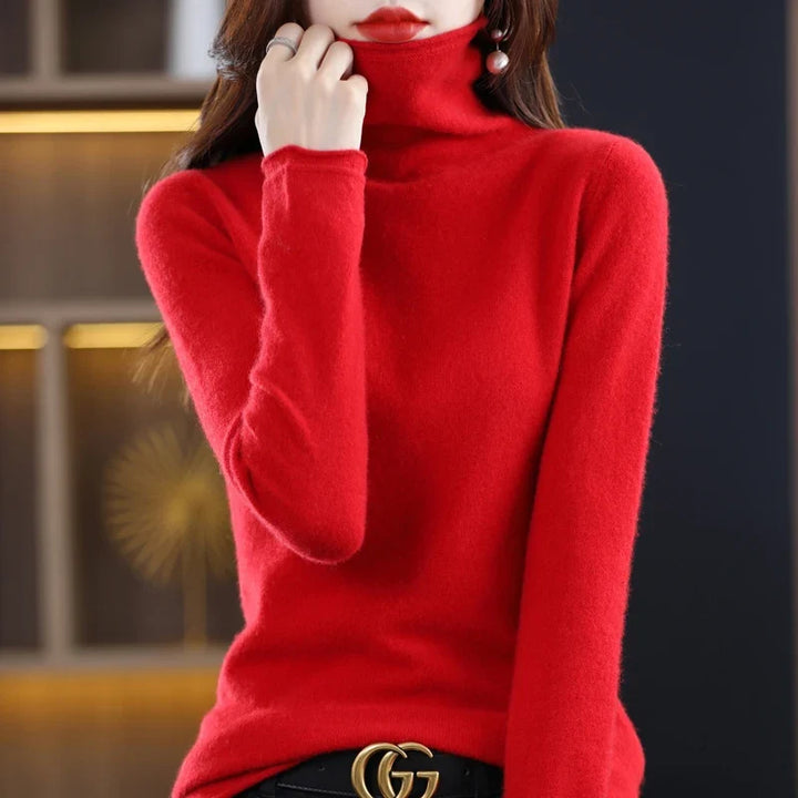 Damen Warmer Wollpullover für den Winter in Rot