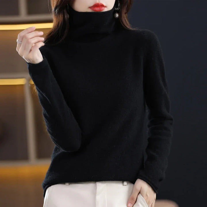 Damen Warmer Wollpullover für den Winter in Schwarz