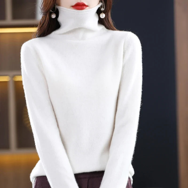 Damen Warmer Wollpullover für den Winter in Weiß