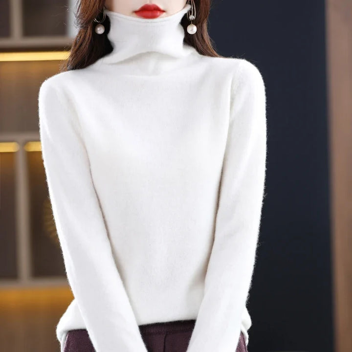 Damen Warmer Wollpullover für den Winter in Weiß