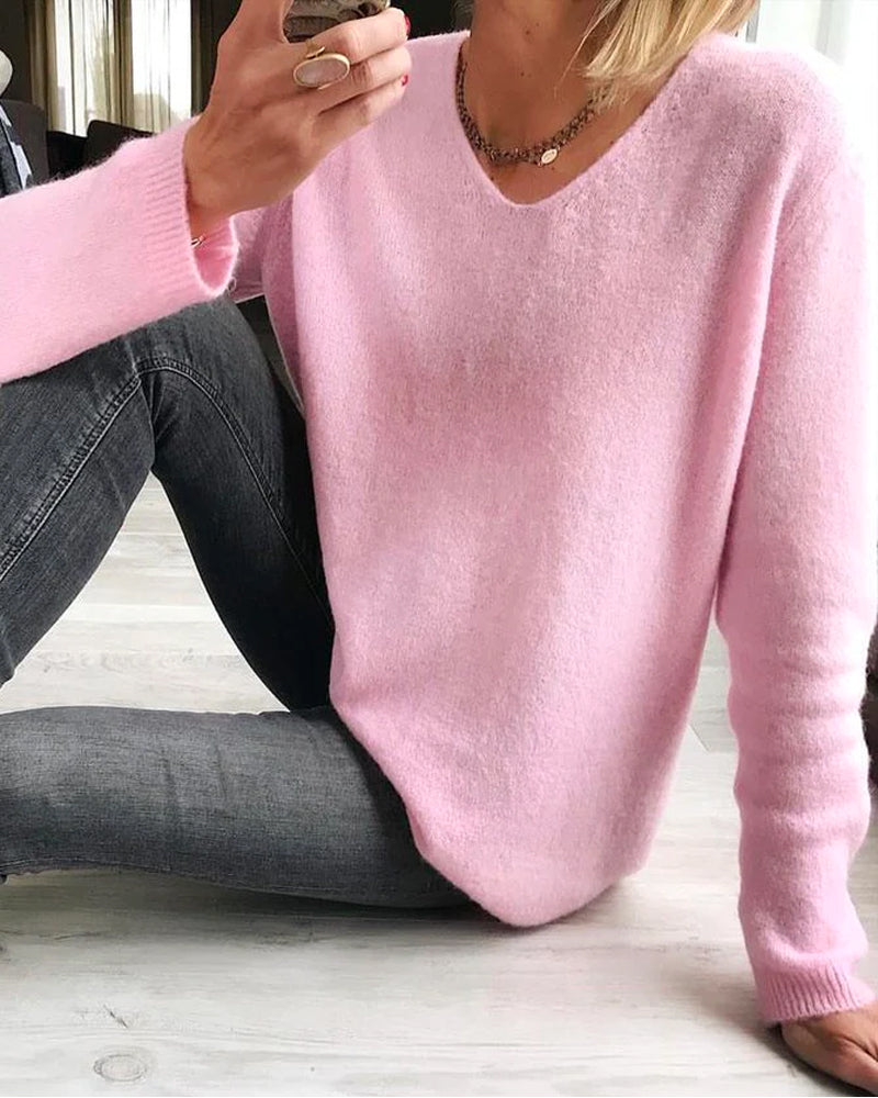 Damen Weiche Baumwoll-Strickjacke Casual in Rosa