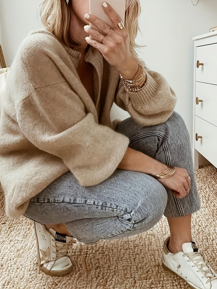 Damen Weiche Strick Winterjacke im Cardigan-Stil (3)