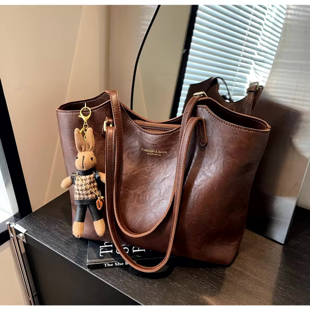 Damen Weiche Vegane Lederschultertasche für Alltag (2)