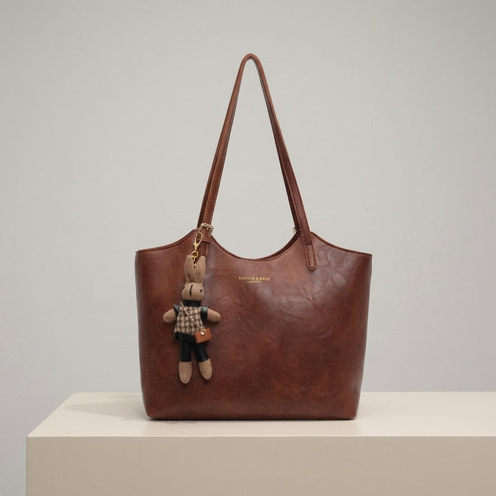 Damen Weiche Vegane Lederschultertasche für Alltag in Braun