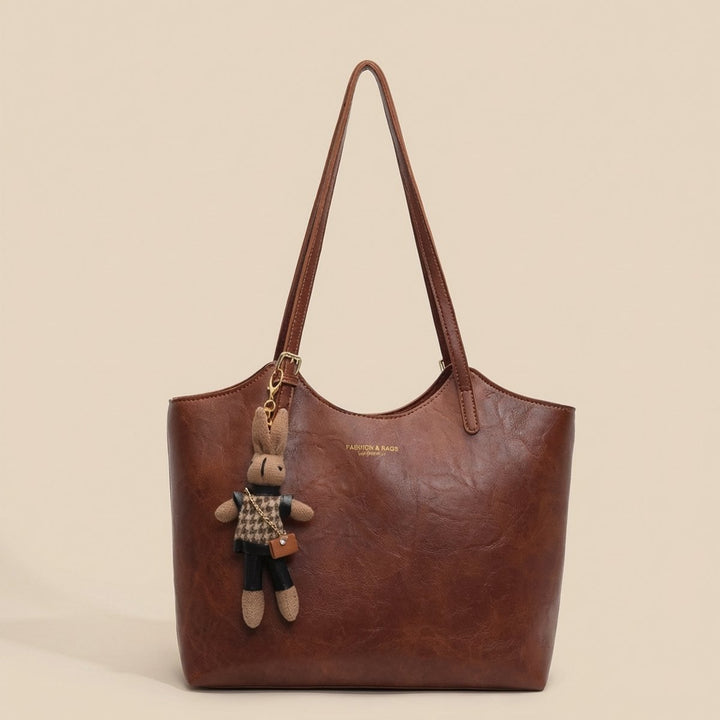 Damen Weiche Vegane Lederschultertasche für Alltag in Dunkelbraun