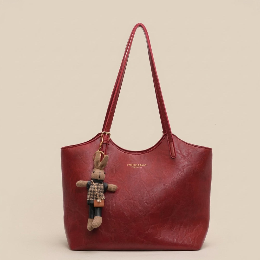 Damen Weiche Vegane Lederschultertasche für Alltag in Rot