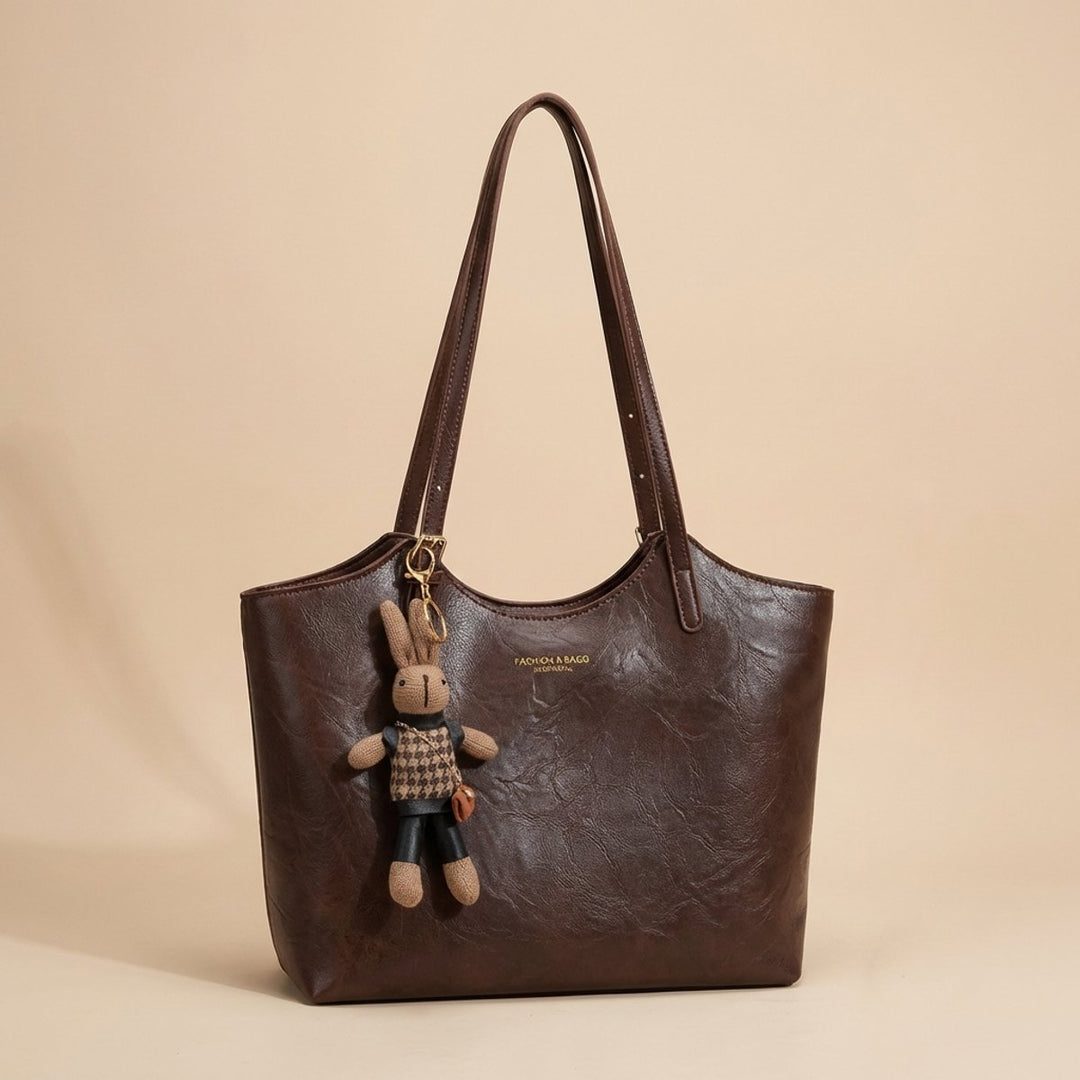 Damen Weiche Vegane Lederschultertasche für Alltag in Schwarz
