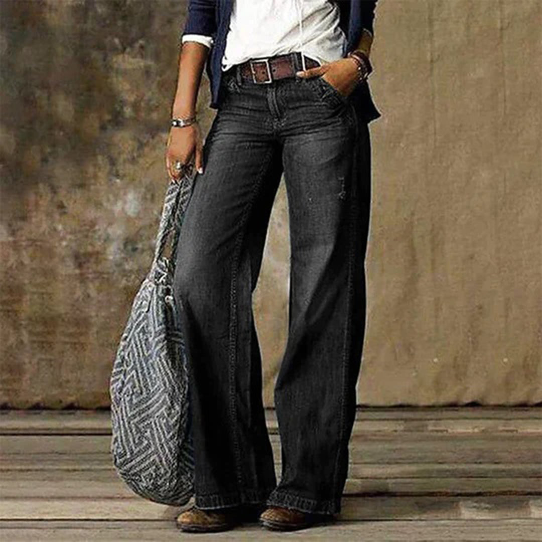 Damen Weitbeinige Jeans im Retro-Stil in Grau